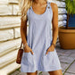 👗🌿 Vestido sin mangas a rayas con tirantes ajustables y bolsillos