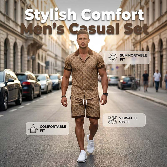 👕Conjunto de verano de dos piezas estampado para hombre☀️