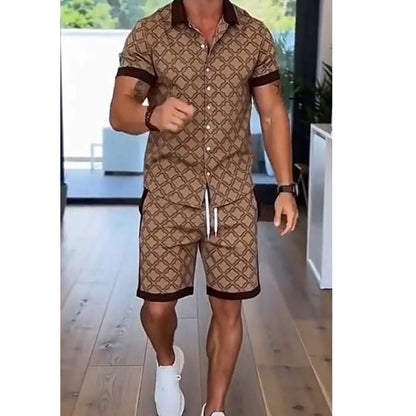 👕Conjunto de verano de dos piezas estampado para hombre☀️