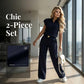 Conjunto de 2 piezas para top casual y pantalones