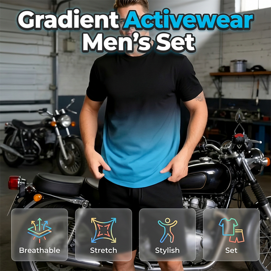 🌴👕 Conjunto de camisa y pantalones cortos con estampado degradado para hombre: conjunto informal de verano de dos piezas transpirable