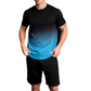 🌴👕 Conjunto de camisa y pantalones cortos con estampado degradado para hombre: conjunto informal de verano de dos piezas transpirable