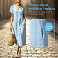 👗 Vestido midi cruzado de algodón y lino, con cuello en V y botones asimétricos – Estilo informal y elegante con prácticos bolsillos ✨