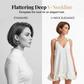 Vestido con cuello en V y bajo acampanado – Tirantes ajustables y comodidad ligera👗