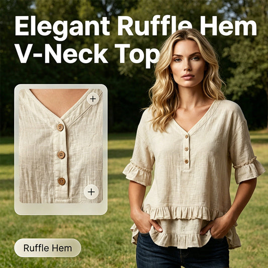 ✨👚 ¡OFERTA 50% OFF! Top Elegante con Escote en V y Volantes – Estilo Femenino