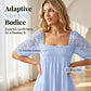 👗 ¡50 % DE DESCUENTO POR TIEMPO LIMITADO! 💥 Vestido de mujer con cuello cuadrado y fruncidos: ribetes de encaje, corpiño elástico y lazo en la espalda descubierta ✨