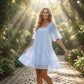 👗 ¡50 % DE DESCUENTO POR TIEMPO LIMITADO! 💥 Vestido de mujer con cuello cuadrado y fruncidos: ribetes de encaje, corpiño elástico y lazo en la espalda descubierta ✨