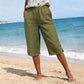 Pantalones capri informales de verano transpirables para mujer