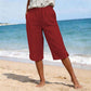 Pantalones capri informales de verano transpirables para mujer