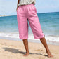 Pantalones capri informales de verano transpirables para mujer
