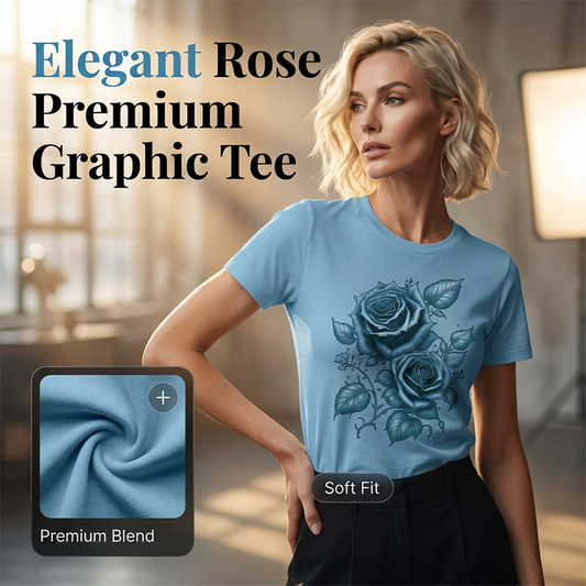 Camiseta elegante para mujer con estampado gráfico de rosas