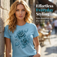Camiseta elegante para mujer con estampado gráfico de rosas
