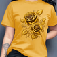 Camiseta elegante para mujer con estampado gráfico de rosas