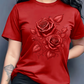 Camiseta elegante para mujer con estampado gráfico de rosas