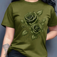 Camiseta elegante para mujer con estampado gráfico de rosas