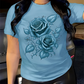 Camiseta elegante para mujer con estampado gráfico de rosas