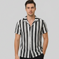 👕 ¡AHORA CON UN 50 % DE DESCUENTO! 🌊 Camisa de hombre con cuello cubano y rayas onduladas – Tejido transpirable y corte holgado – Estilo retro veraniego 🌴