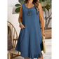 Vestido informal sin mangas con volantes para mujer