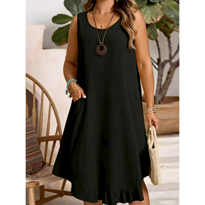 Vestido informal sin mangas con volantes para mujer