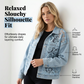 Chaqueta vaquera de mujer holgada con estampado floral, encaje y diseño patchwork
