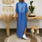 Vestido largo de denim desgastado de corte holgado para mujer