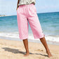 Pantalones capri a cuadros de estilo informal para mujer