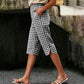 Pantalones capri a cuadros de estilo informal para mujer