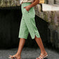 Pantalones capri a cuadros de estilo informal para mujer