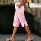 Pantalones capri a cuadros de estilo informal para mujer
