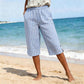 Pantalones capri a cuadros de estilo informal para mujer