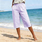 Pantalones capri a cuadros de estilo informal para mujer