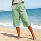 Pantalones capri a cuadros de estilo informal para mujer