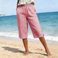Pantalones capri a cuadros de estilo informal para mujer