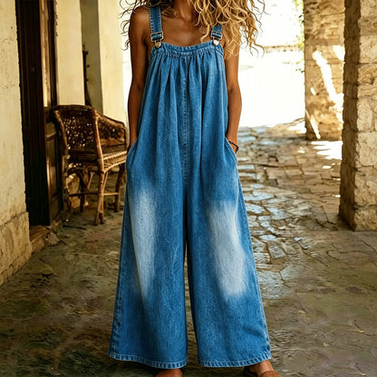 ❣️Novedades👖Mono vaquero informal de pierna ancha para mujer