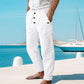 Pantalones informales de lino con cordón para hombre