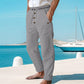 Pantalones informales de lino con cordón para hombre