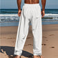 Pantalones informales de lino con cordón para hombre