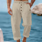 Pantalones informales de lino con cordón para hombre