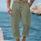 Pantalones informales de lino con cordón para hombre