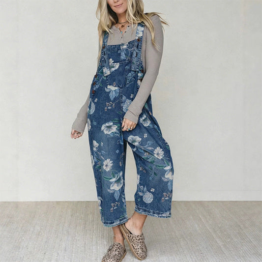 Peto vaquero de mujer con estampado floral vintage