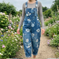 Peto vaquero de mujer con estampado floral vintage