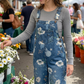 Peto vaquero de mujer con estampado floral vintage