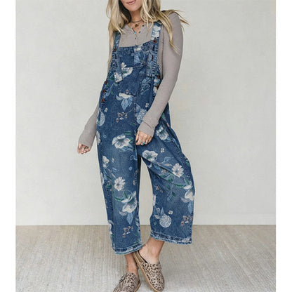 Peto vaquero de mujer con estampado floral vintage
