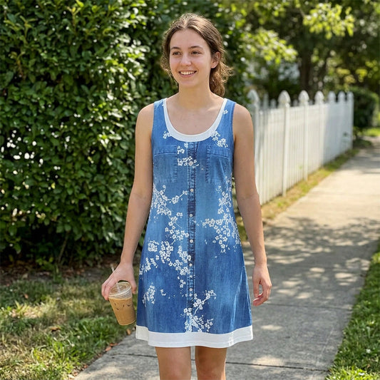 Vestido de dos piezas con estampado de vaqueros para mujer
