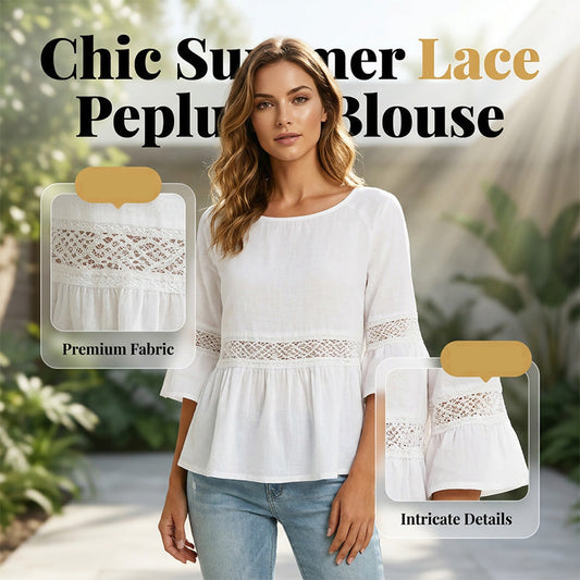 Blusa de mujer con volantes en las mangas y peplum