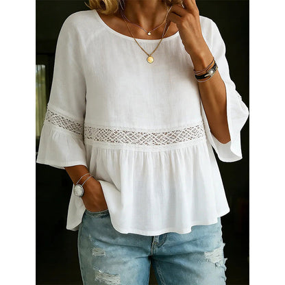 Blusa de mujer con volantes en las mangas y peplum