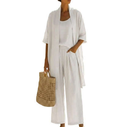 🔥Conjunto de lino de tres piezas para mujer🌿