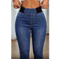 Pantalones capri vaqueros de cintura alta para mujer, vaqueros cortos con cintura elástica