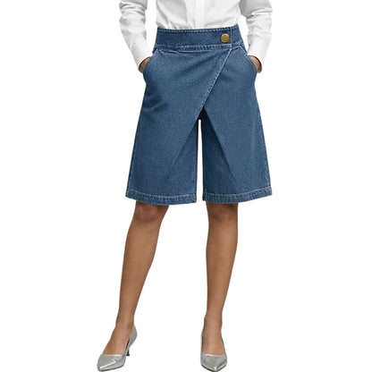 Pantalones cortos asimétricos de pierna ancha para mujer