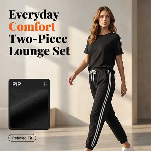 Conjunto de dos piezas informal para mujer con rayas en los laterales